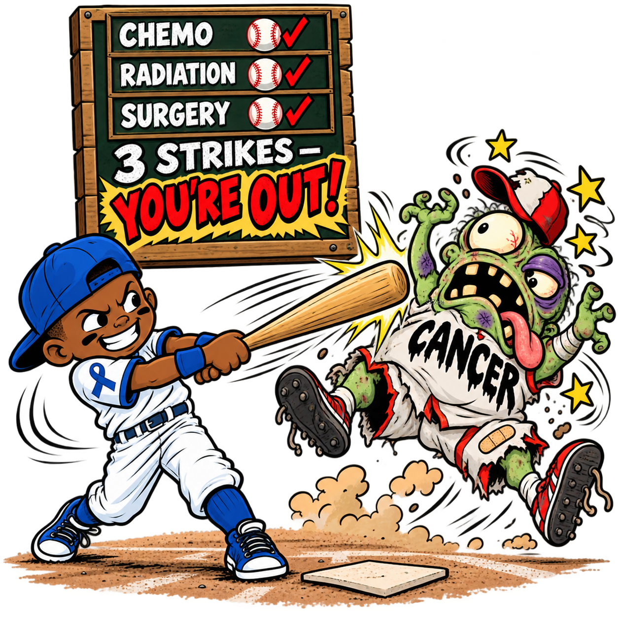 Three strikes cancer-fighting graphic