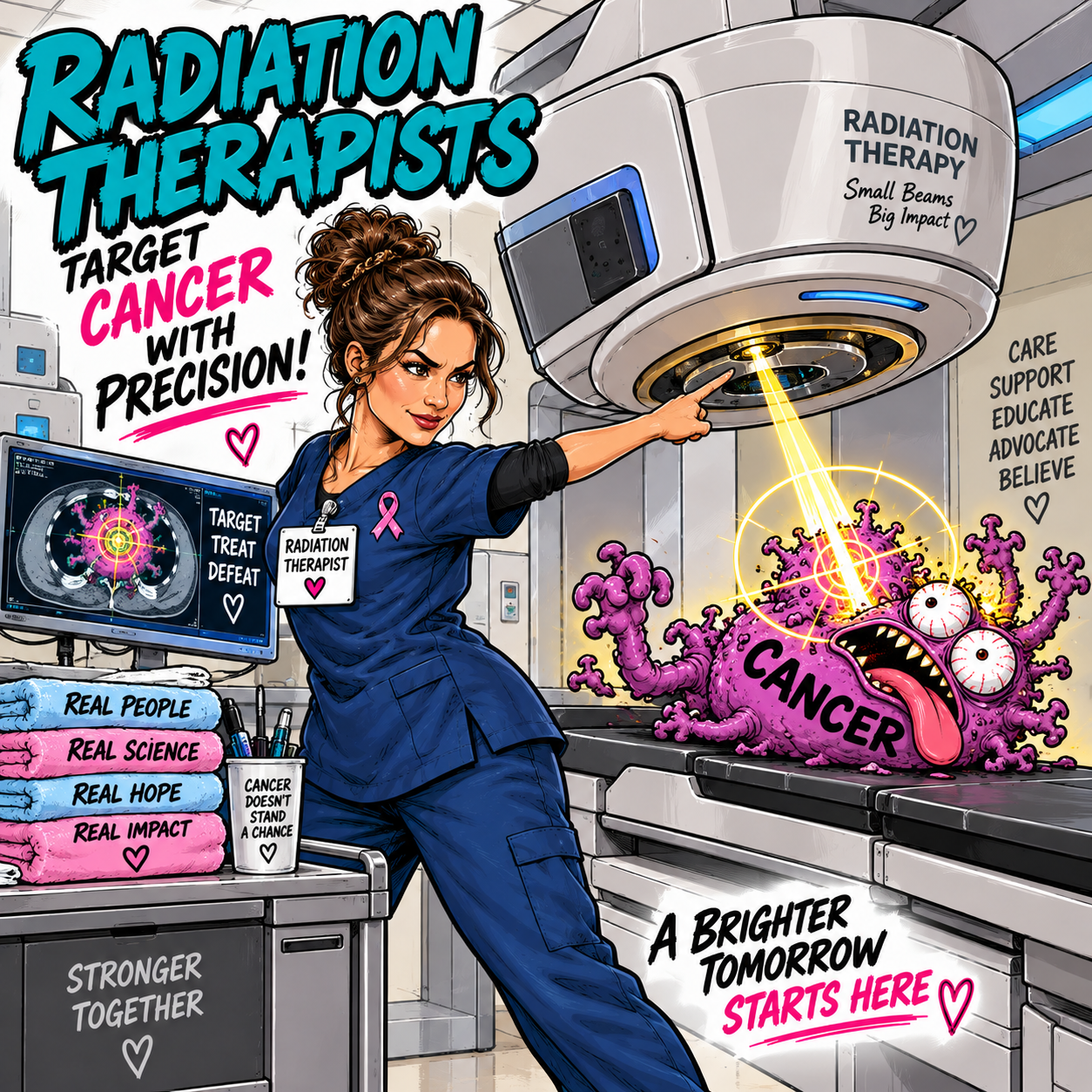 Radiation therapists target cancer with precision graphic